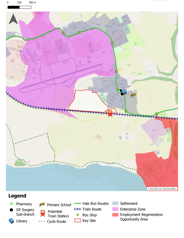 Land West of St Athan Context Plan showing the site boundary in relation to the existing settlement