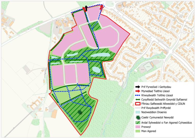 Ffigur 13: Cynllun dangosol HG1 KS1 Tir yng ngogledd-orllewin y Barri