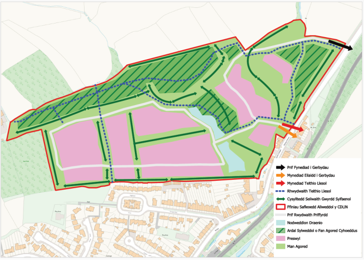 Ffigur 14: Cynllun dangosol HG1 KS2 - Tir i'r gogledd o Ddinas Powys, oddi ar Cardiff Road, Dinas Powys